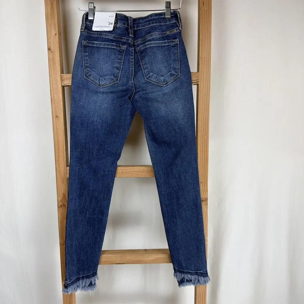 NWT KanCan Blue Denim Ankle Fringe Skinny Jeans #0799 SZ 24 - Picture 4 of 5